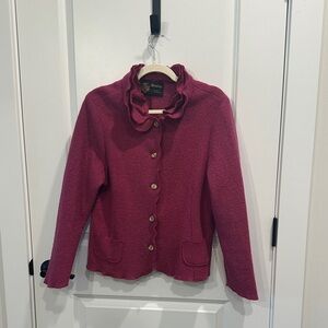 Elegant Ruffled Fuchsia Blazer